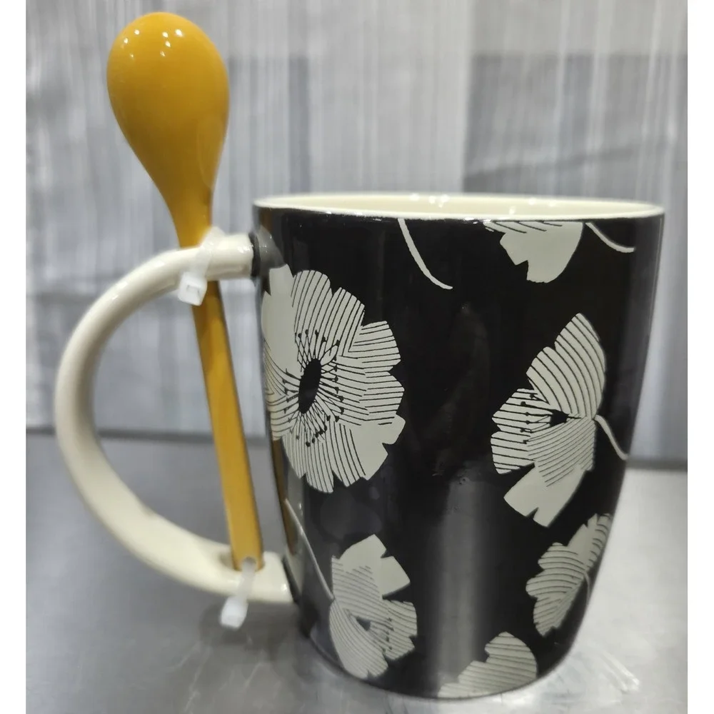 Tabitha Brown Floral Coffee/Tea Mug‎ With Spoon 16 oz New